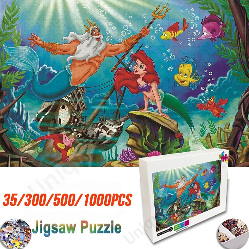 The Little Mermaid Wooden Jigsaw Puzzle Disney Jigsaw 35/300/500/1000 Pieces Puzzle Puzzles for Adults & Kids Home Decoration