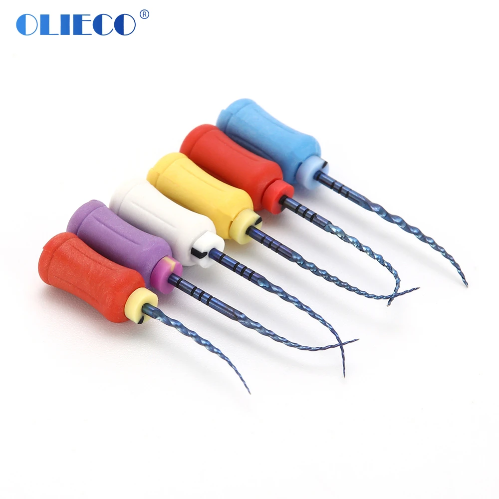 

OLIECO 6Pcs/Box Dental Endodontic NiTi Hand Use Heat Activated Rotary File SX-F3 25mm Root Canal Super Files Dentist Accessory