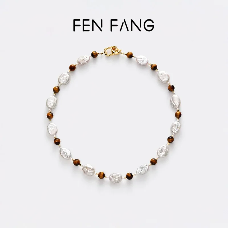 Vintage Pearl , Baroque Style, Irregular Flat Round Beads, Gold-Colored Necklace, Women'S Jewelry