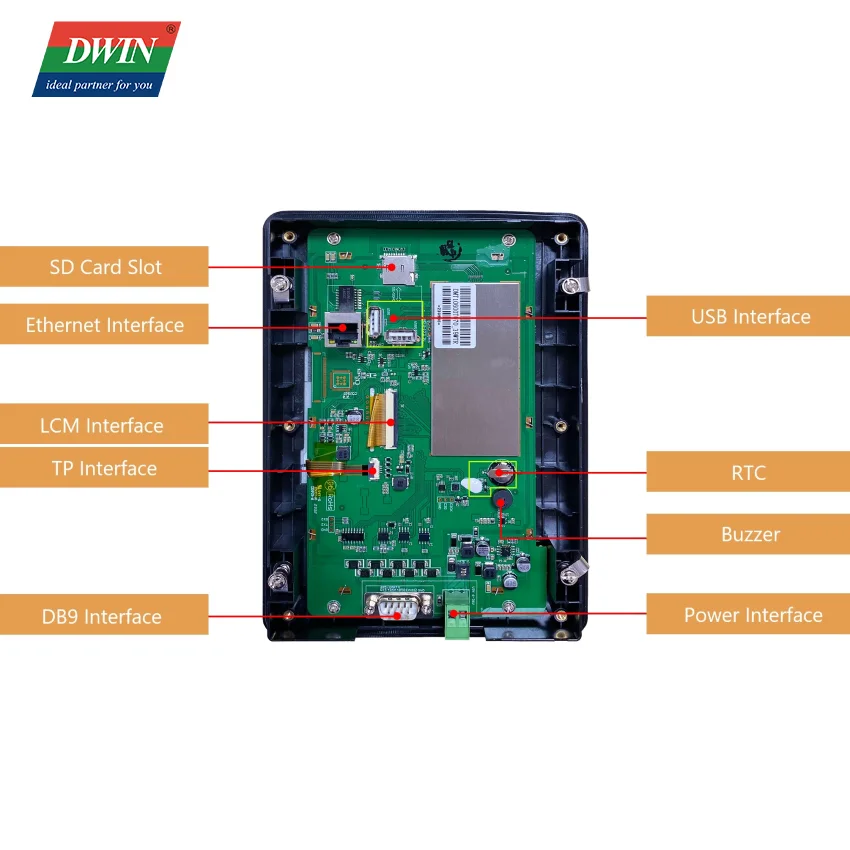 Емкостный сенсорный ЖК-модуль DWIN HMI 7,0 дюйма 1024*600 пикселей IPS с корпусом RS232, RS485, CAN и Ethernet доступны