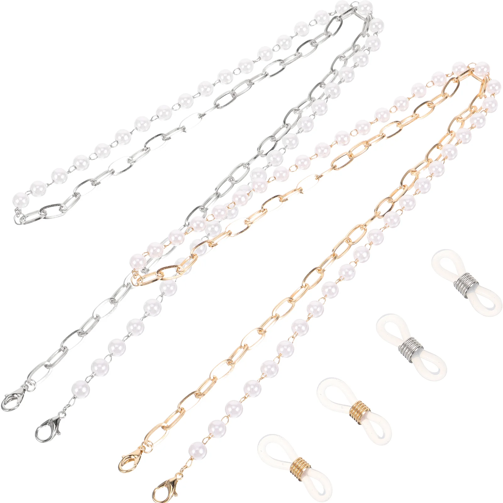 

2pcs Eyeglass Chains Non Gold Silver Glasses Strap Women Necklace Beaded Lanyard Sunglasses Holder Masks