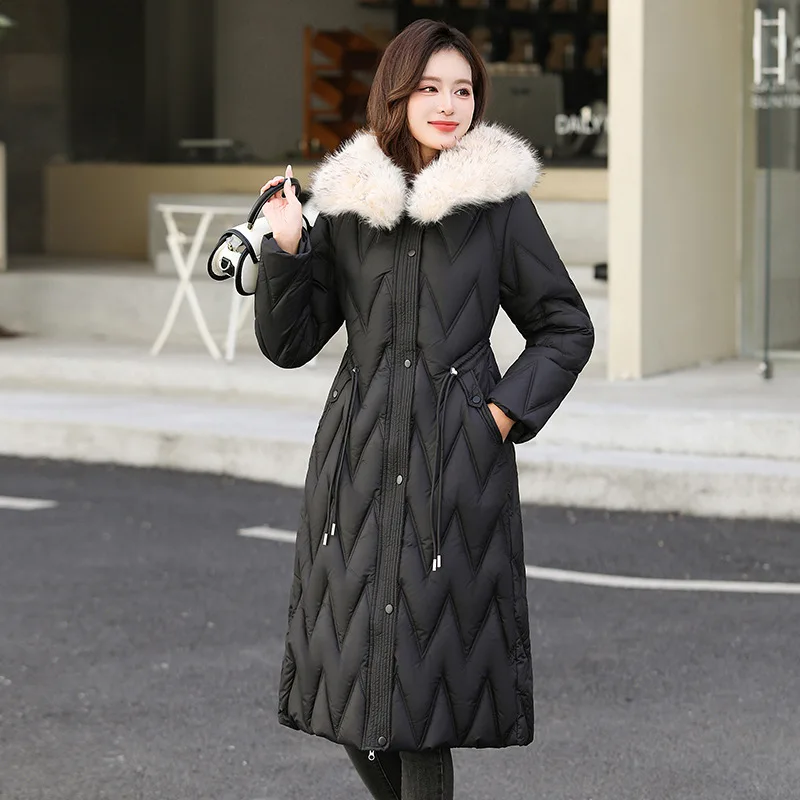 Parkas Women Long Coats Fur Collar Jackets Full Sleeve Y2k Streetwear Elegant Jacket Work Coat Thick Warm Autumn Winter