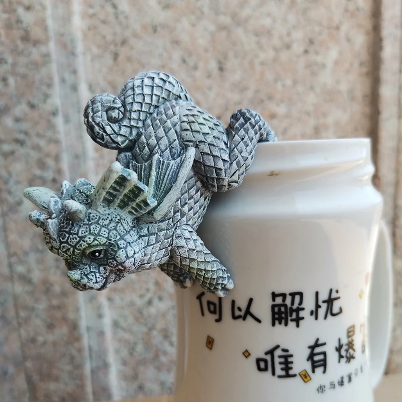 4 pezzi 3D giardino statue drago scultura dinosauro figurine ciondolo vaso fiori artigianale per casa all'aperto