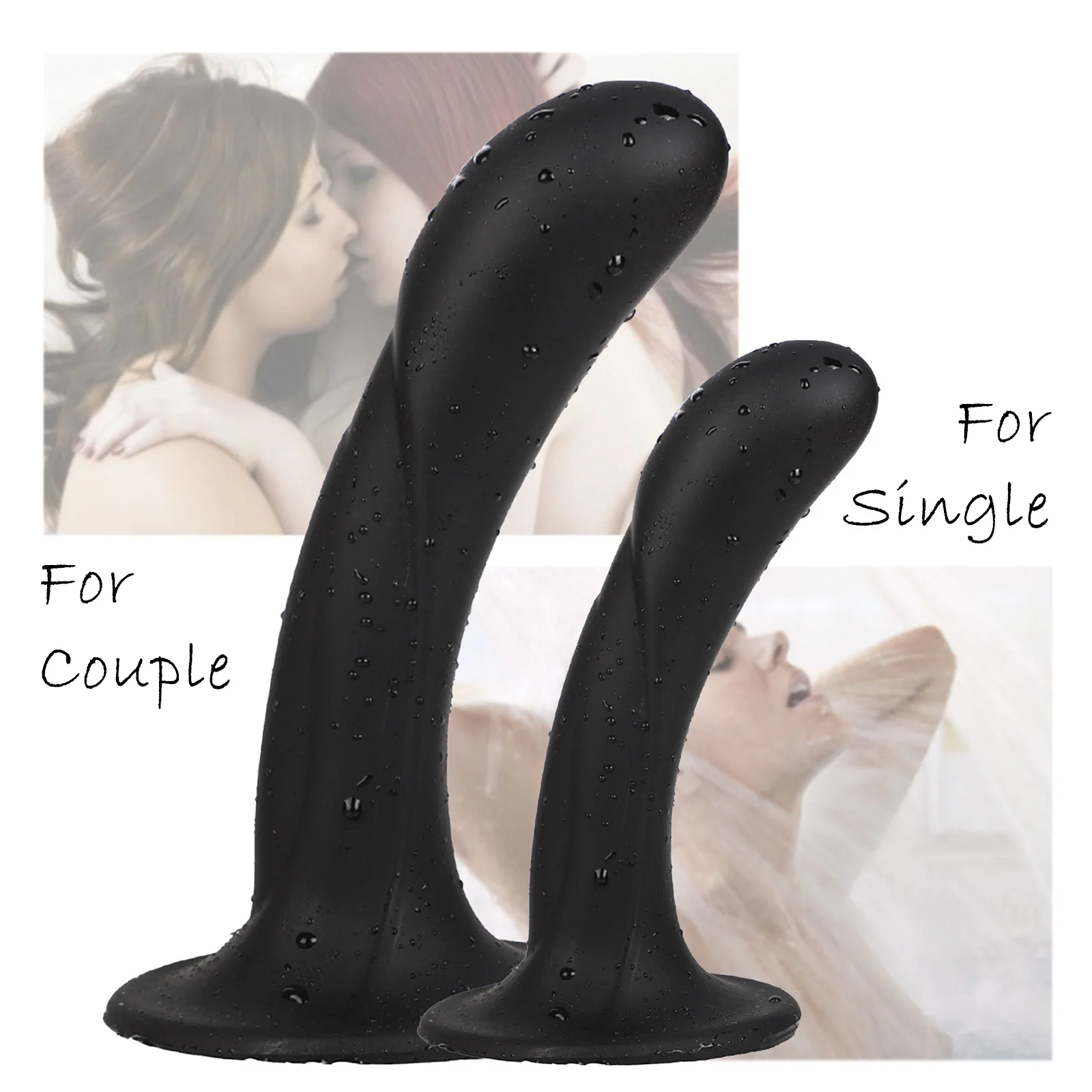 GAIWU Wearable Strap-on Dildo Silicone Fake Penis with Powerful Suction Cup Soft Anal Plug for Man & Women Pink Black S/M