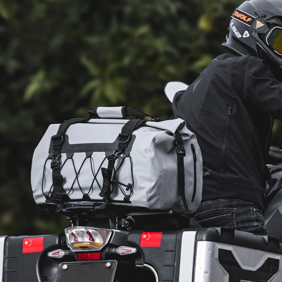 Motorcycle Tail Bag Waterproof Rear Seat Storage Luggage Large Capacity Riding Travel Bag Portable Outdoor Gear Organizer