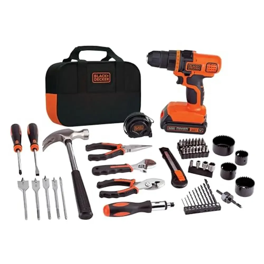 20V Lithium Drill & Kit 68-Piece Set Home Tool Portable Bag Clutch Battery-Powered 650RPM Efficient 11 Position Tool Set