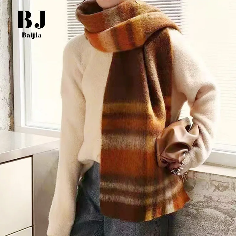 

Chic Design Lady Stylish Imitation Cashmere Women Scarf Korea Style Plaid Muffler Fall Winter Thick Warm Scarves Female Wh95