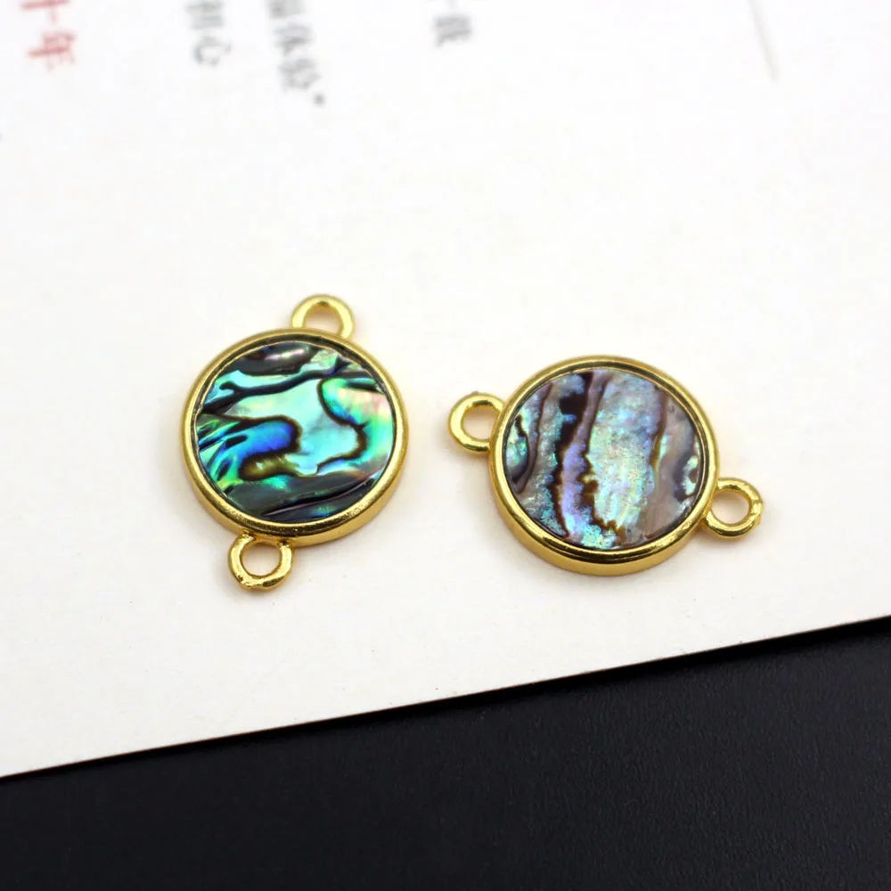 6pcs Natural Abalone Shell Connector Charm Pendant Geometric Shape Exquisite Charms for DIY Handmade Jewelry Accessories