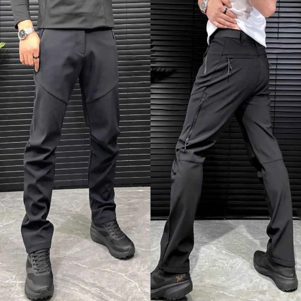 

2025 зимние новые мужские однотонные прямые брюки в американском стиле ретро, модные тенденции, уличные повседневные облегающие простые мужские брюки