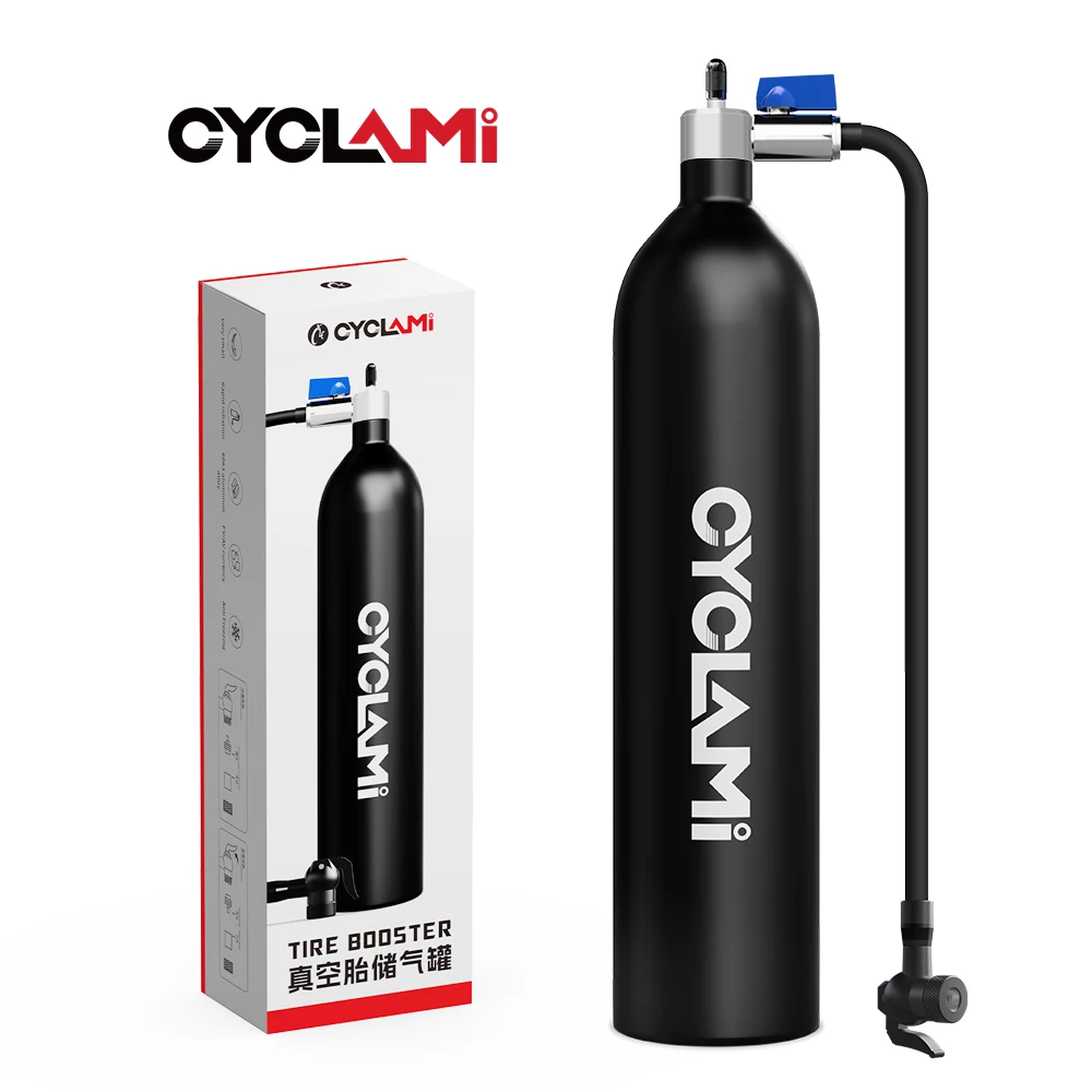 CYCLAMI 1.2L Aluminum Alloy MTB Road Inflator Tyre Air bottle Tire Booster With Valve Gas Cylinder For Bike Tubeless 29\