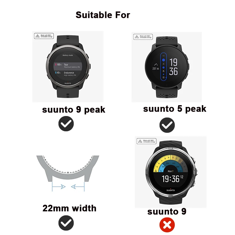 Silicone Sport Band for SUUNTO 9 PEAK Smartwatch Watchband SUUNTO 5 Peak  Strap Wristbelt Bracelet Replace Watchstrap Suunto 3