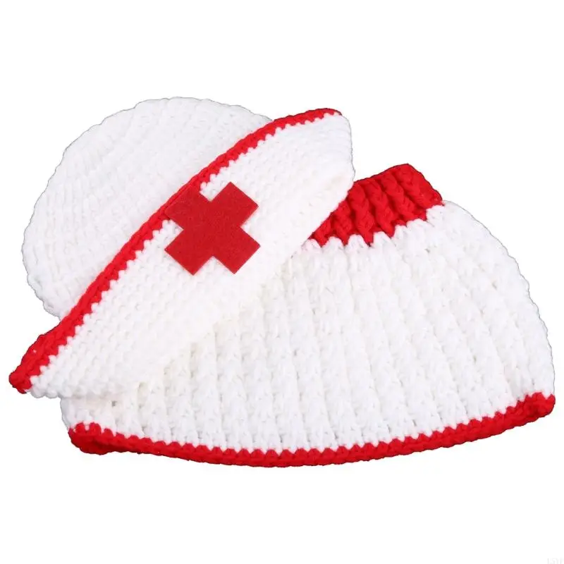 L5YF Newborn Shower Photo Props Skin Friendly Hand-Knitted Headwear Baby Bath Gift