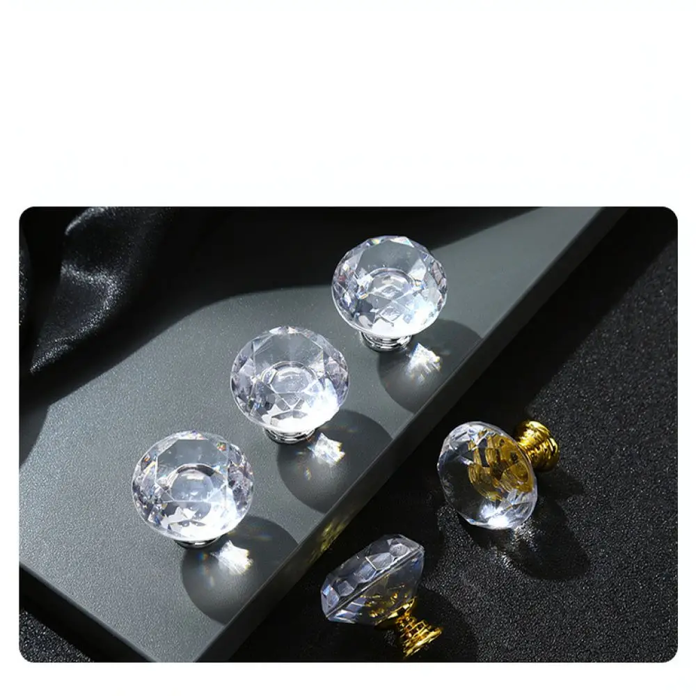 Elegant Crystal Drawer Knob Luxury Acrylic Cabinet Pull Round Decorative Handle For Furniture Dresser Wardrobe Closet Door