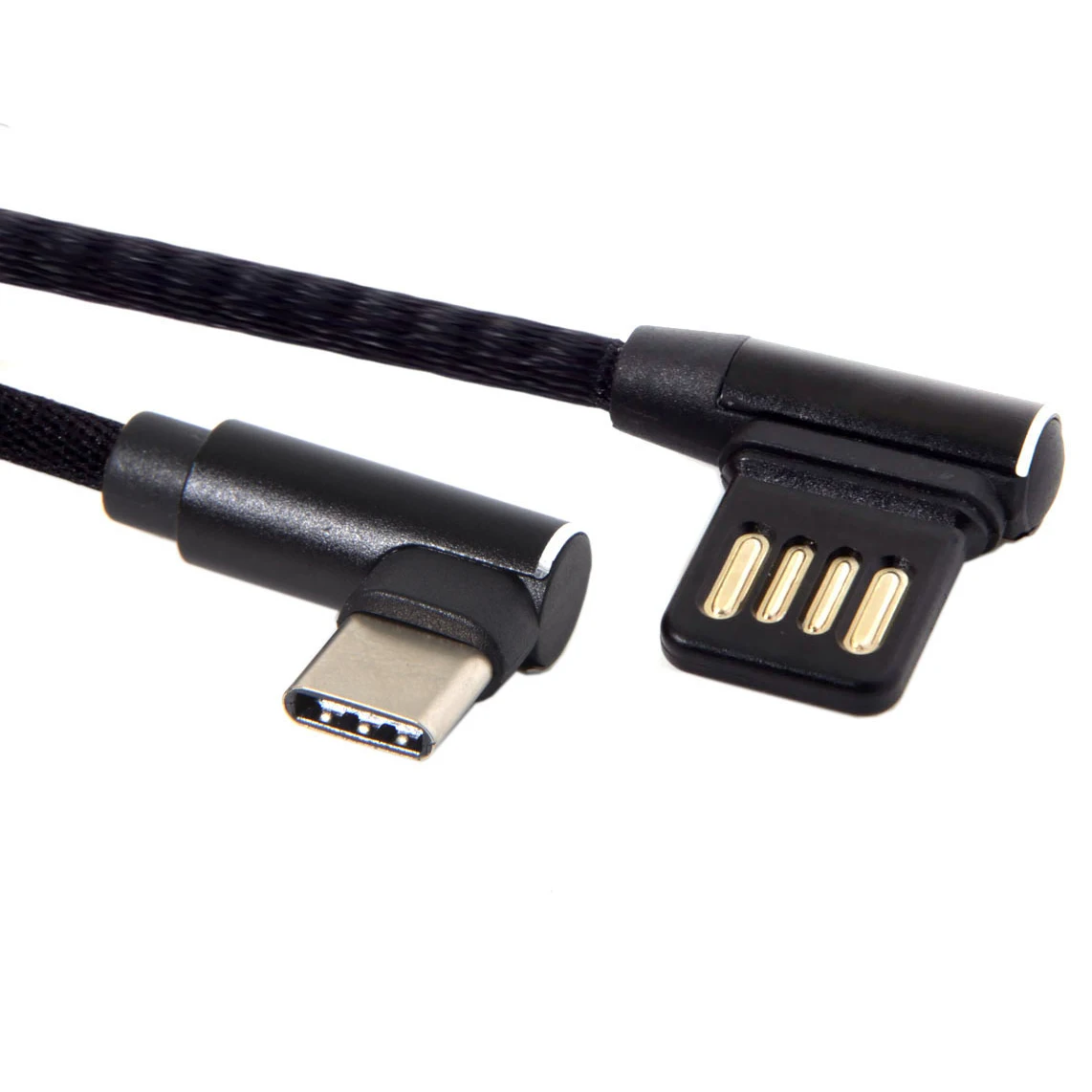 Usb-C 3.1 Type-C To Left Right Angled 90 Degree Usb 2.0 Data Cable with Sleeve for Tablet & Phone 15Cm