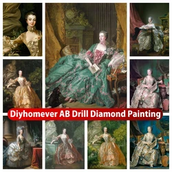 Obraz diamentowy Madame De Pompadour 5D DID AB haft krzyżykowy haft Francois Boucher mozaika z kryształami górskimi hobbystyczny wystrój domu prezent