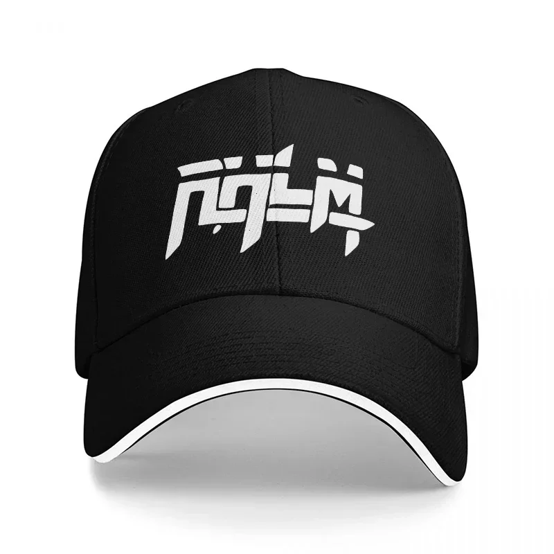 New LOGO BLACK BASEBALL CAP WITH WHITE TRIM AND STYLISH GRAPHIC DESIGN FOR FANATIC STREETWEAR ENTHUSIASTS AND MUSIC LOVERS