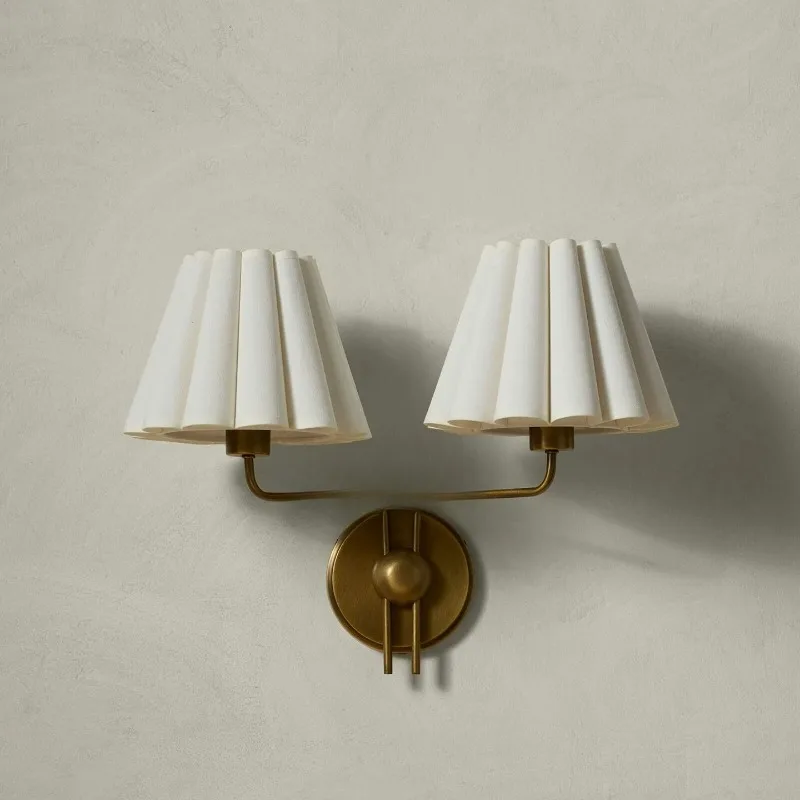 American retro creative study bedroom bedside wall lamp, hotel aisle corridor wall lamp, bronze old background wall lamp