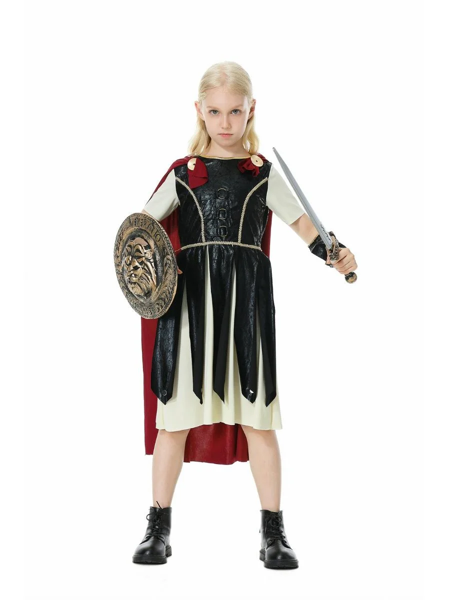 로우인 부모-자녀 로마 전사 의상 유럽 댄스 공연 의상 왕 의상 세트 폴리에스터
