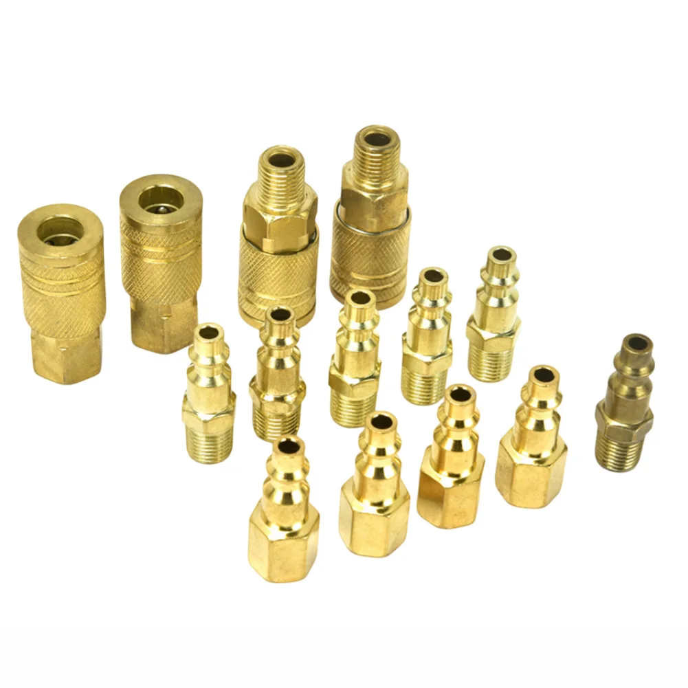 

14 шт. 1/4 дюйма NPT латунный набор быстрых разъемов для воздушных компрессоров пневматические инструменты оборудование для мастерских пневматические инструменты часть воздушных компрессоров