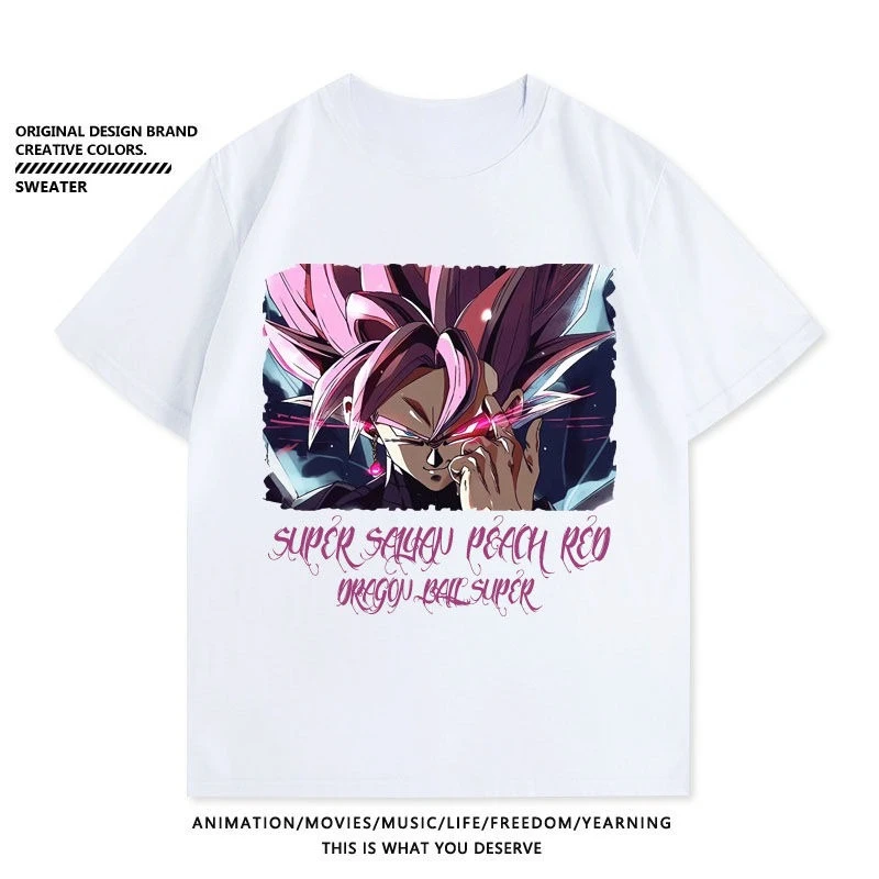 Dragon Ball Super Saiyan melocotón animación periférica verano algodón pareja camiseta hombro pantalón corto Casual manga Top hombres