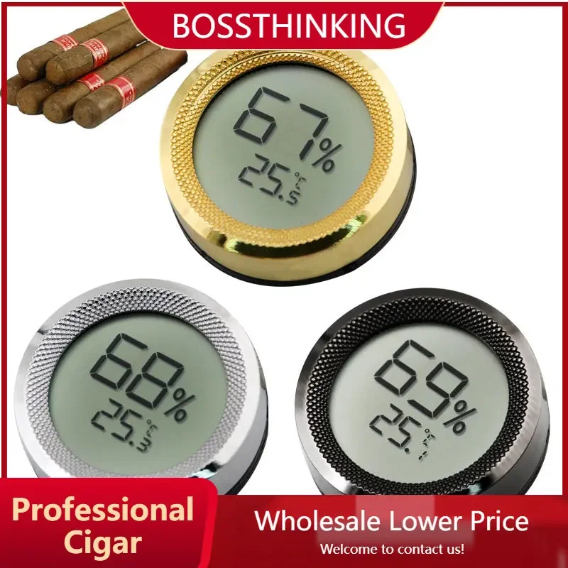 Cigars Hygrometer Mini Digital LCD Display Temperature Sensor Round Humidity Tester Mechanical Meter Cigars Humidor Hygrometer