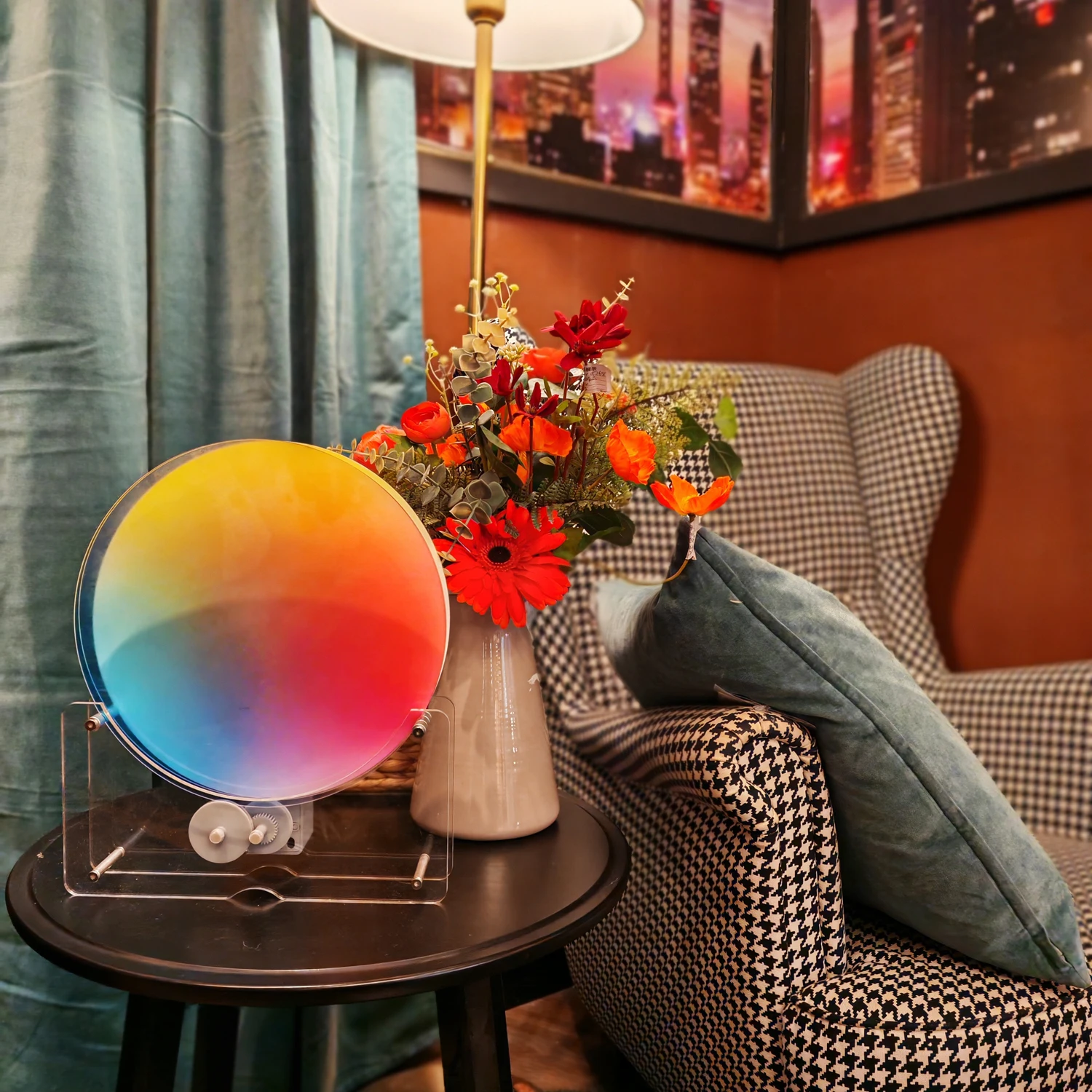 Rainbow Gradient Acrylic Three Primary Colours Rotating Colour Palette Home Furnishings Office Desktop Decorative Tableware