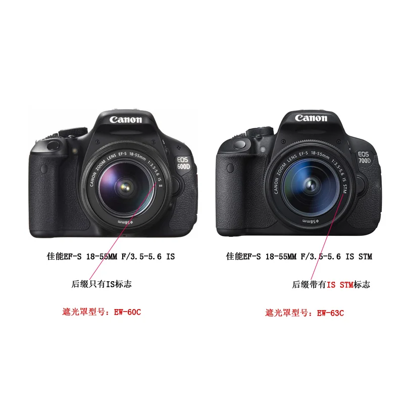 DSLR EW60C ดาบปลายปืนฝากเลนส์กล้องถ่ายรูปสำหรับ EF-S แคนนอน18-55มม. F/3.5-5.6คือ II ฟิลเตอร์เลนส์58มม.