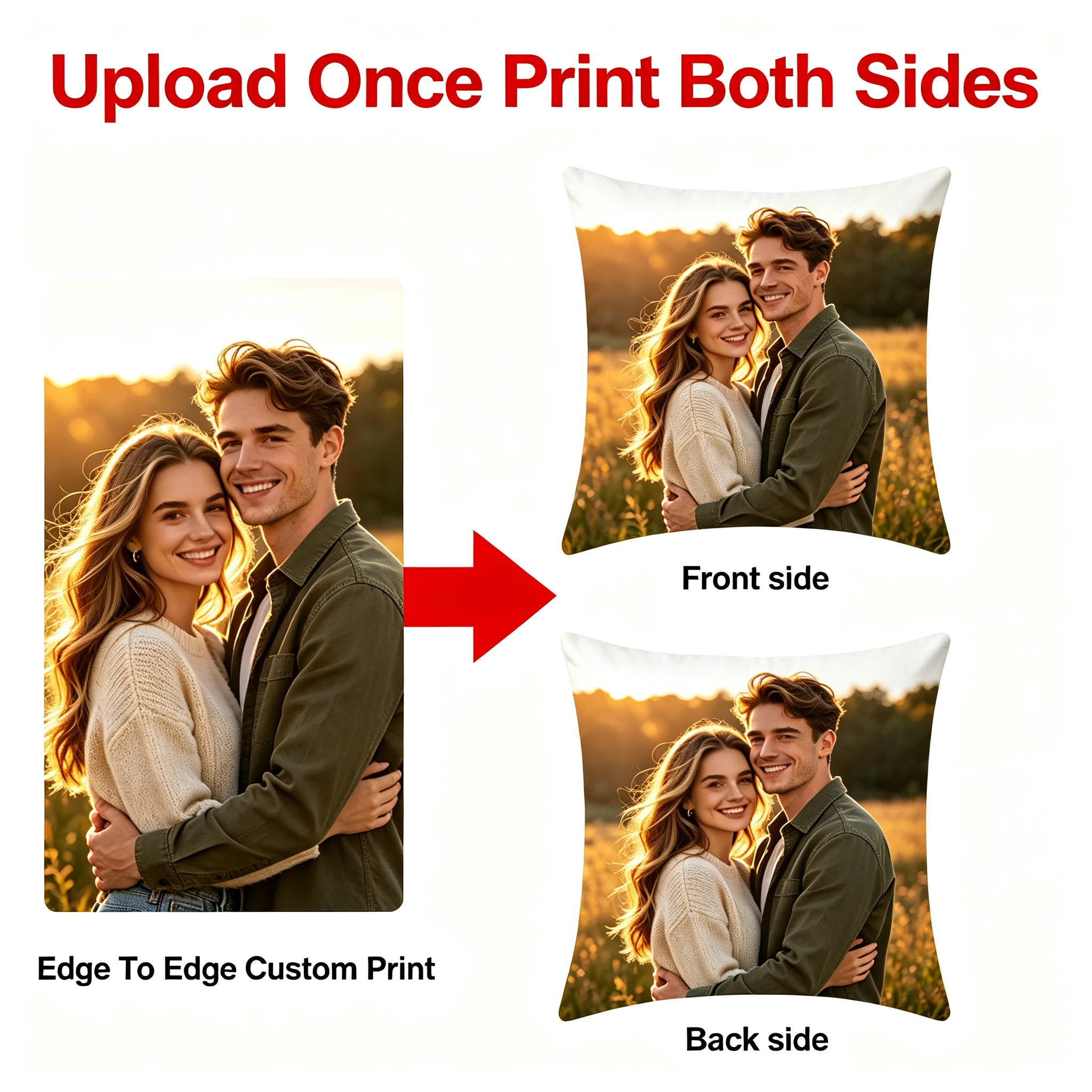 DIY Custom Square Throw Pillow Cover Double Sided Print, Upload Your Own Image Cushion Case 45x45cm 50x50cm 60x60cm, Personalize