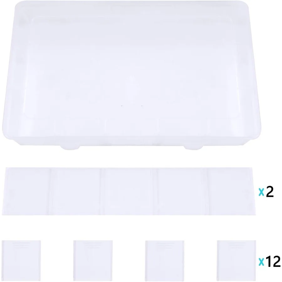 15 شبكة كبيرة من البلاستيك الشفاف لصندوق المجوهرات، حاوية تخزين منظمة مع فواصل قابلة للإزالة، 15 شبكة شفافة #2