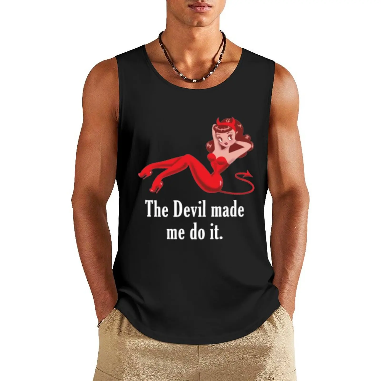 

the devil made me do it Tank Top anime t-shirts t-shirts for men summer clothes for men Gym man