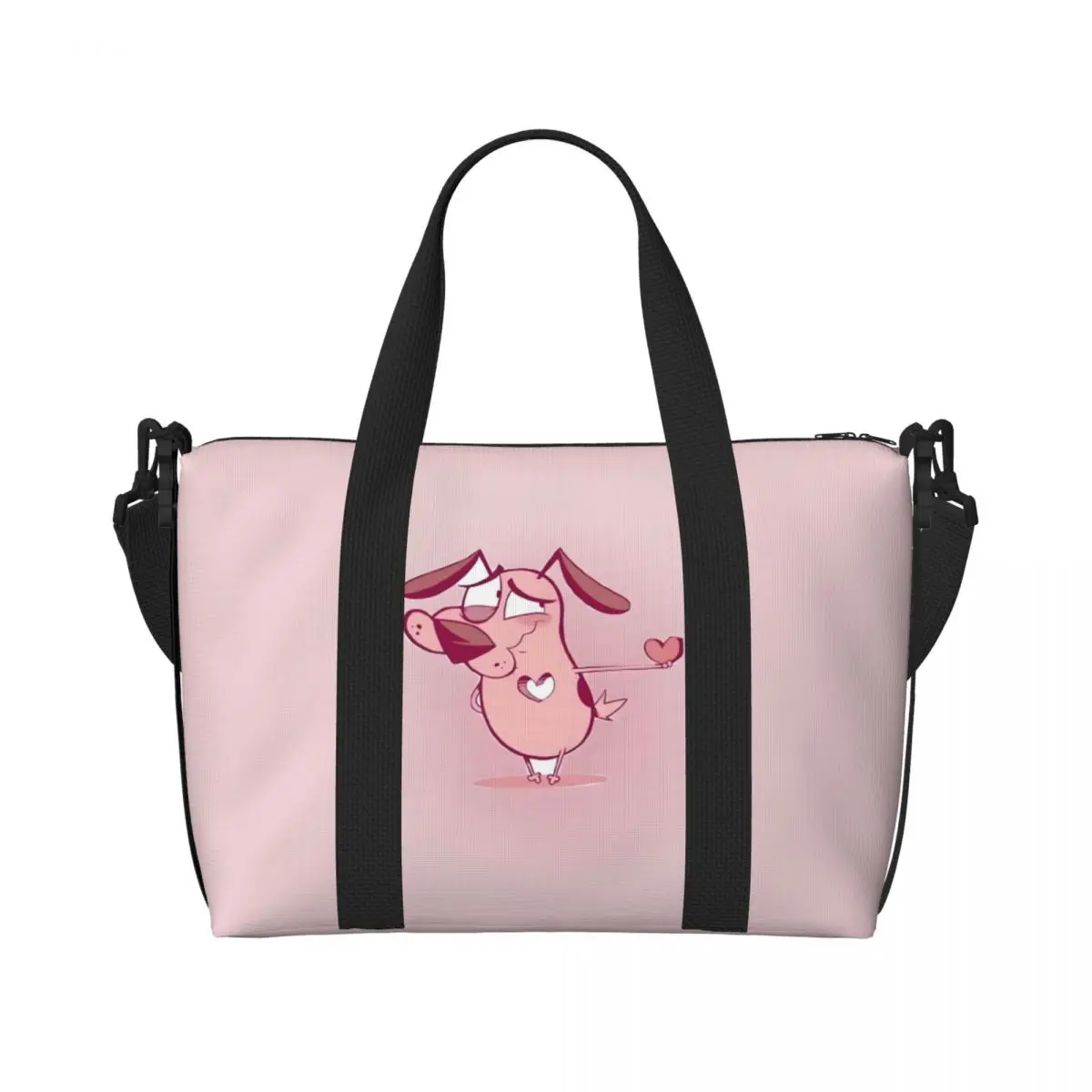 

Пользовательские C-Courage The Cowardly Dog Пляжная сумка-тоут Женская собака Аниме Большое отделение Тренажерный зал Пляжные дорожные сумки