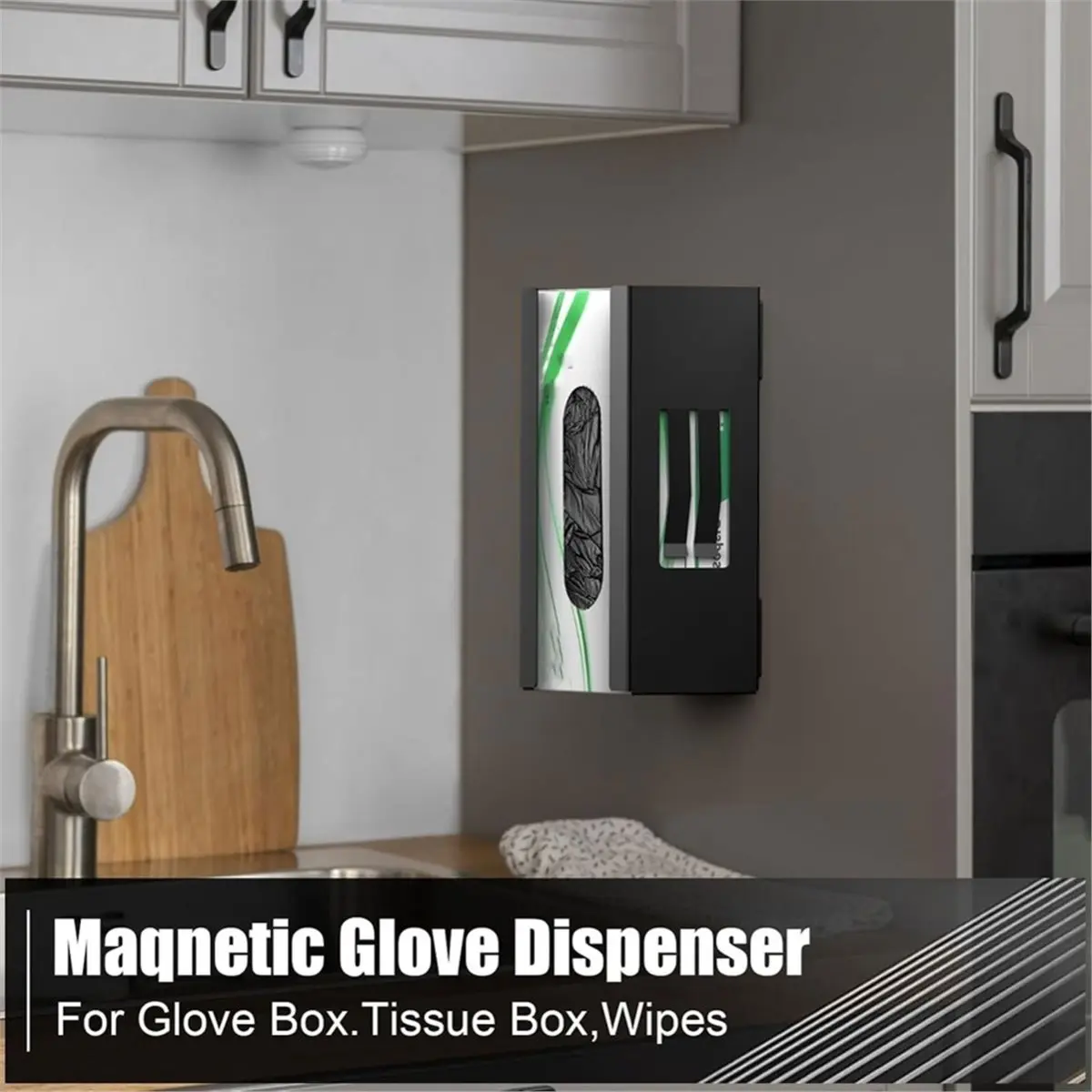 STOCK- Magnetic Glove Dispenser 2 Pack -Wall Mount & Fridge Organizer for Gloves, Paper Towels Tool-Free Installation - view 6