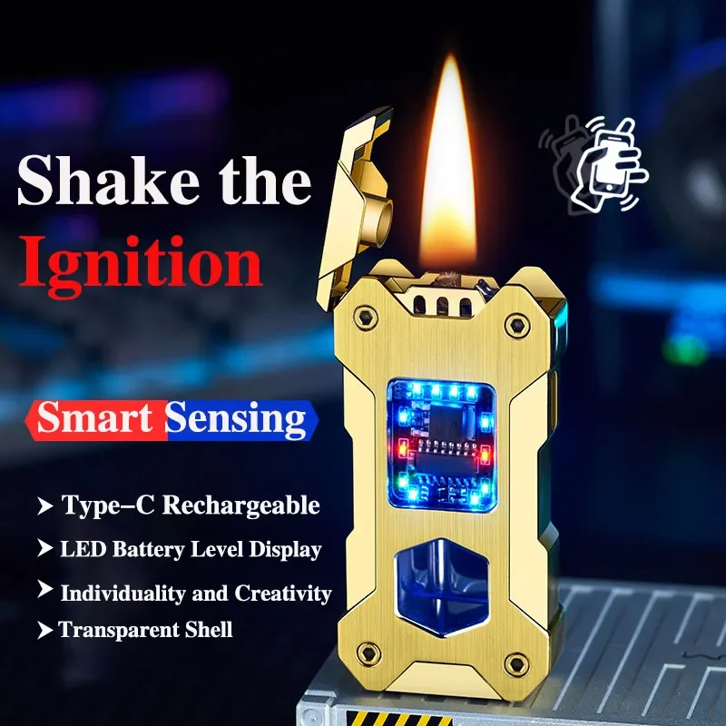 

Creative Kerosene Lighter Gravity Sensitive Lighter Type-C Charging Unusual Portable Lighters Cigarette Accessories Men's Gift