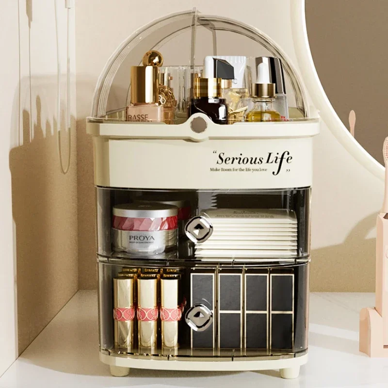 Large Capacity Cosmetics Storage  Skin Care Products Storage Box Desktop Lipstick Shelf Crack Dust Box