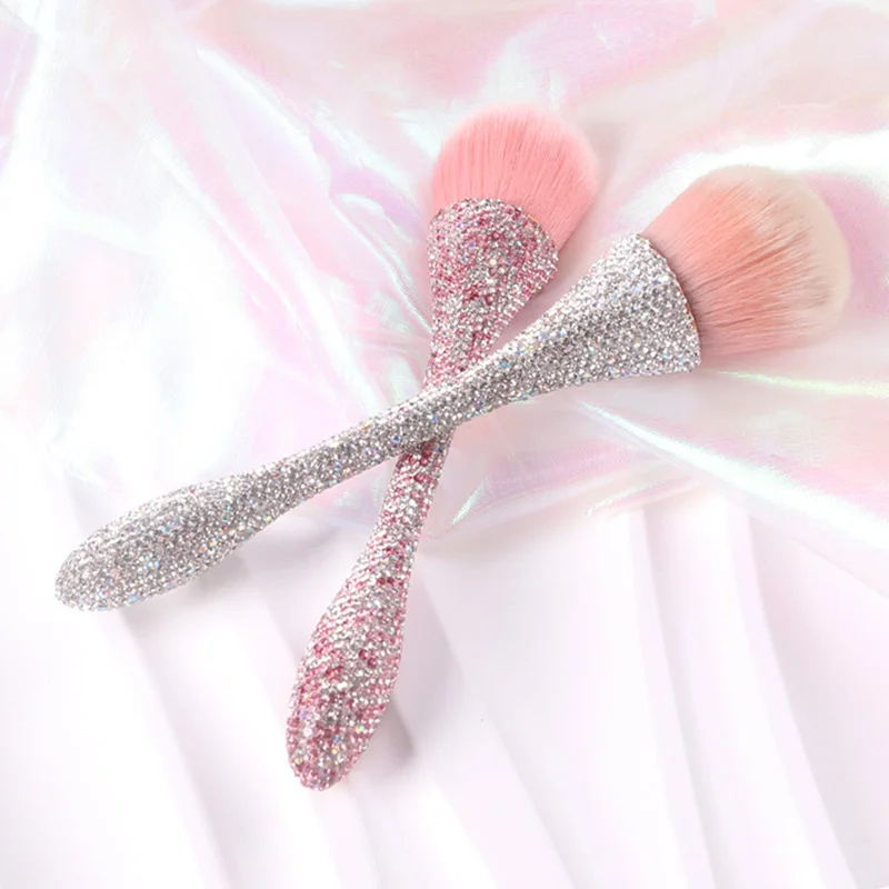 1pcs Bling Nail Dust Bush Glitter Laser Soft Remove Dust Powder Cleaning Nail Brushes With Diamond Manicure Brush For Nail Salon