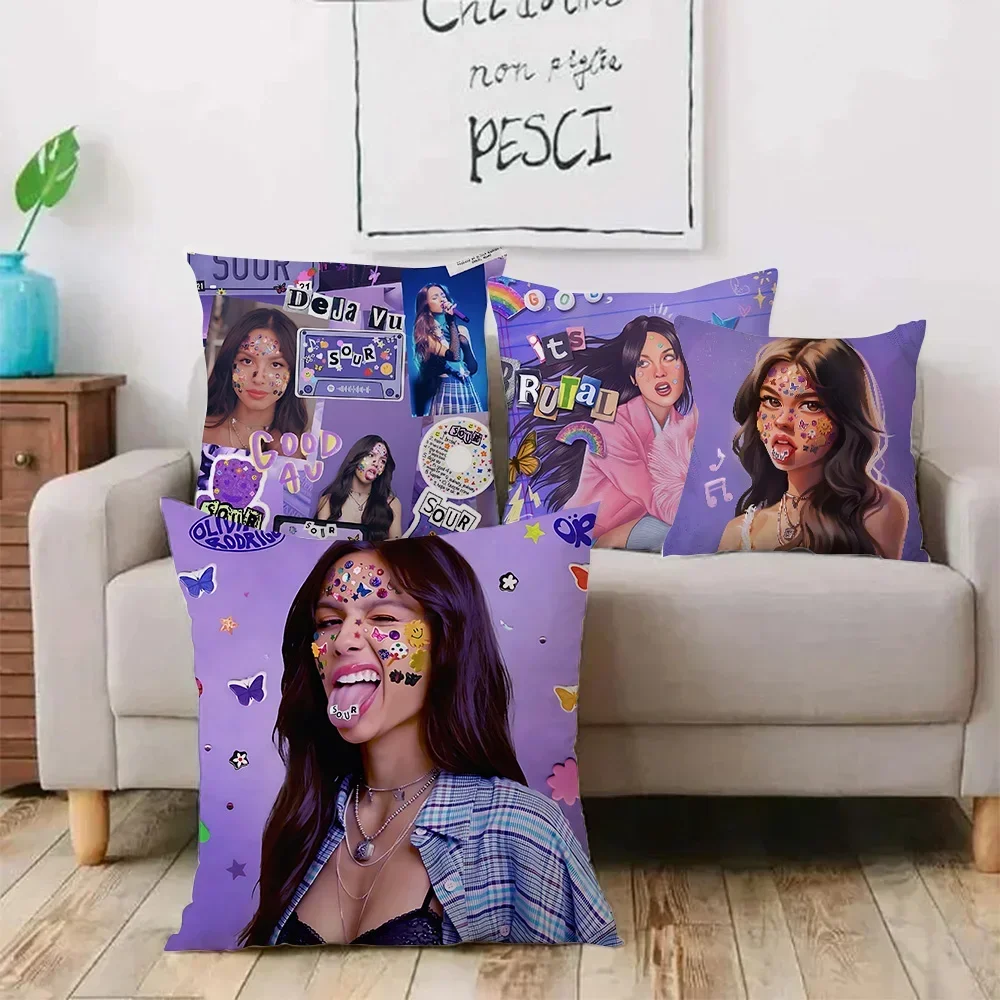 Hot Singer Rodrigos Olivia Sours Pillow Covers Cartoon Sofa Decorative Home Double-sided Printing Short Plush Cute Cushion Cover