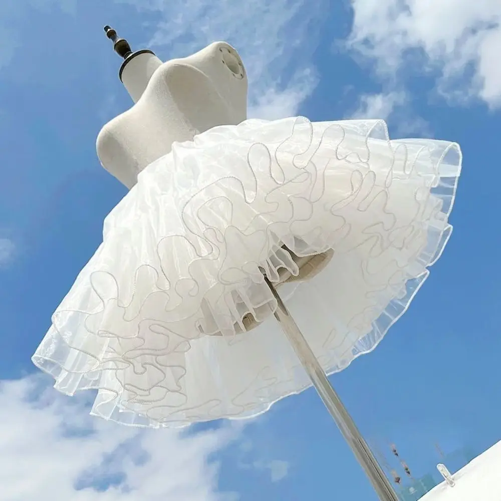 Lolita Boneless Puffy Skirt Fluffy Soft Yarn Dress White Petticoat 4 Layer Crinolinas Cosplay Accessory Bottoms Skirt Support image 3