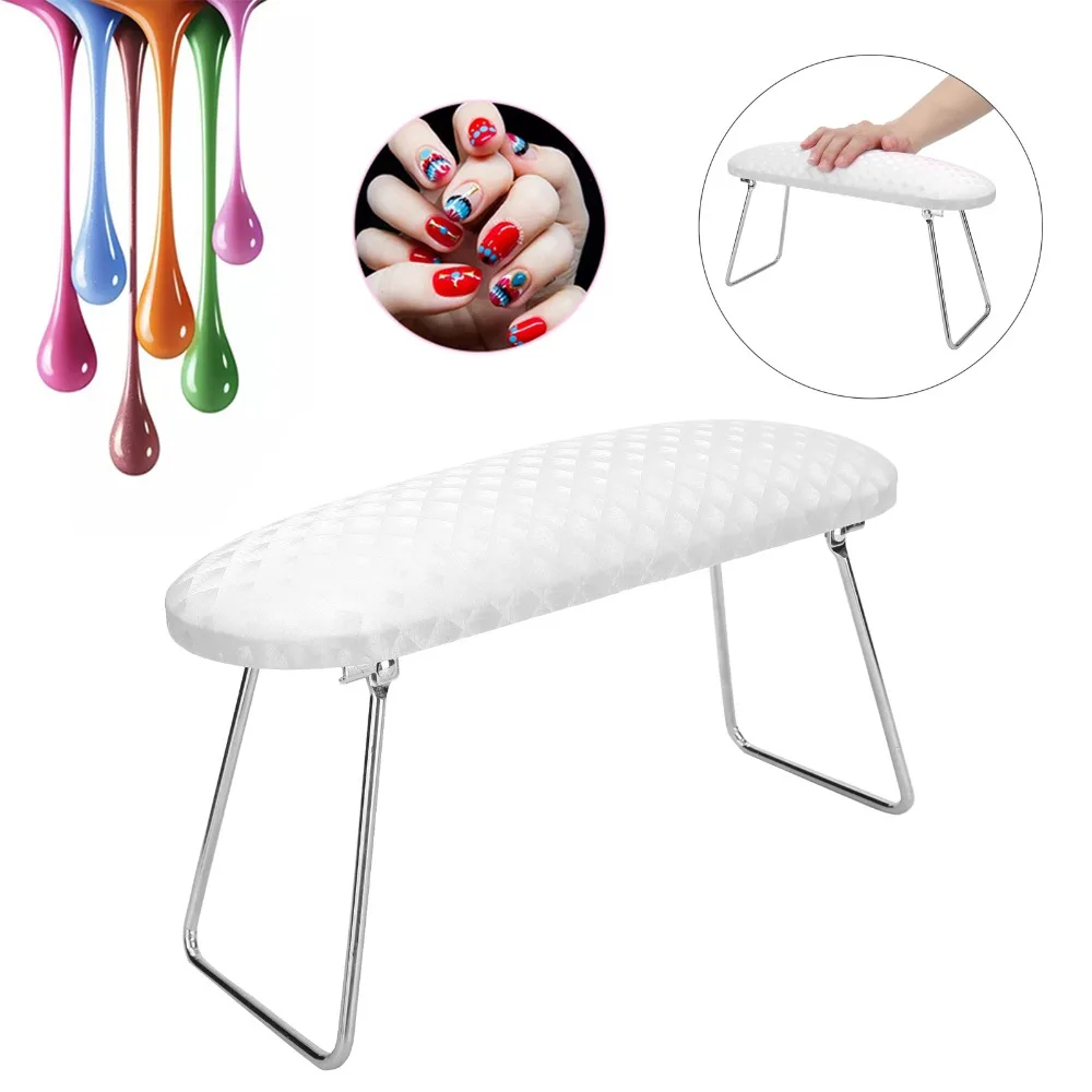 Foldable Stand Nail Art Hand Pillow Striped Leather Soft Padding Manicure Hand Holder Quilted Cushion Microfiber