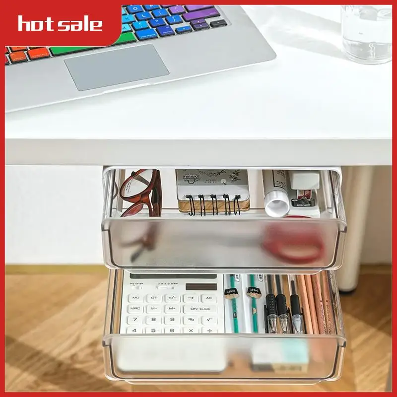 

Under Desk Storage Drawer Slide Out, Self-Adhesive Organizer, Attachable Drawer Organizer With 2 Layers