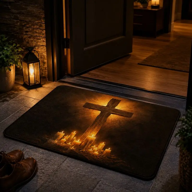 VIKAMA Night Cross Bat Carpet Gothic Style Entrance Hall Floor Mat Photo Decoration Wear resistant Foot Mat