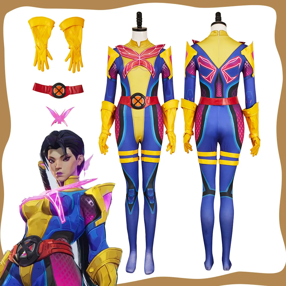 

Psylocke косплей женский фэнтезийный комбинезон комплект костюм ролевая игра Rivals маскировка для взрослых женщин Хэллоуин карнавальный костюм для вечеринки
