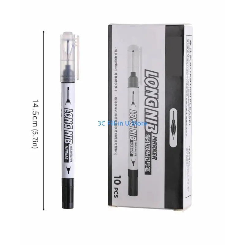 G8TA 10pcs đánh dấu đầu đôi vĩnh viễn bút rộng và nibs mịn mực khô nhanh cho vật dụng văn phòng sử dụng studio trong lớp