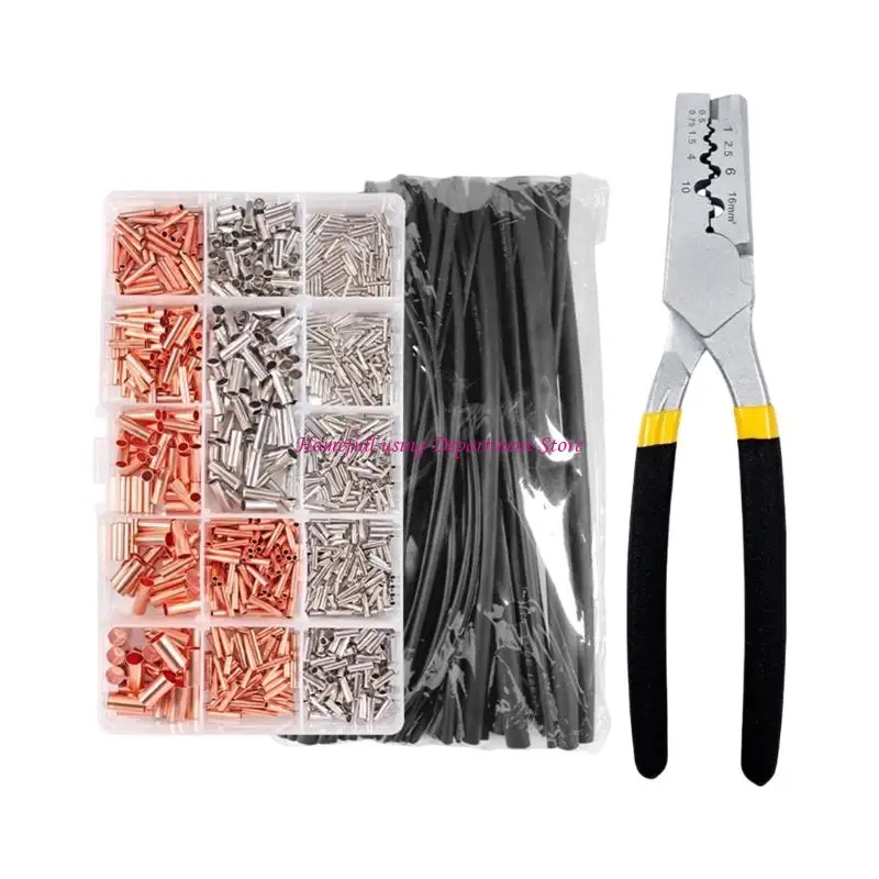 Manual Ferrule Crimper with 0.5-16 mm² Jaw Guide, Wire End Sleeves and Tubing for Installation Work Needs Use