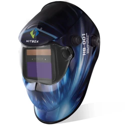 HITBOX Welding Helmet Mask Automatic Dimming for MIG TIG ARC Welder Machine Ture Color Welding Helmet Super Large View Helmet