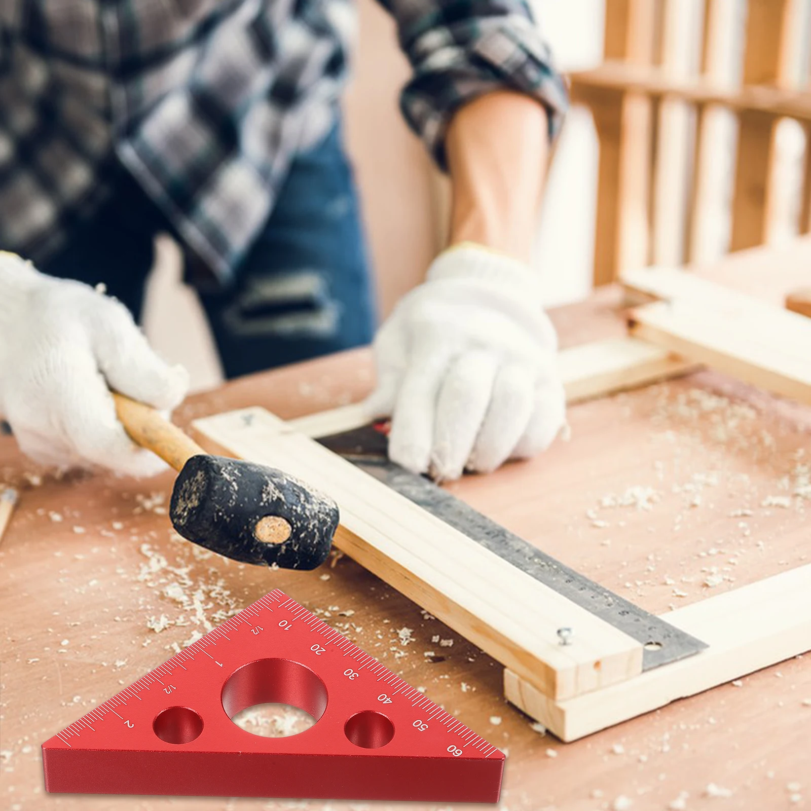 

Thickened Woodworking Ruler Durable Aluminum Easy to Hold Clear Scale Carpenter Triangular Tools Angle Metric Inch