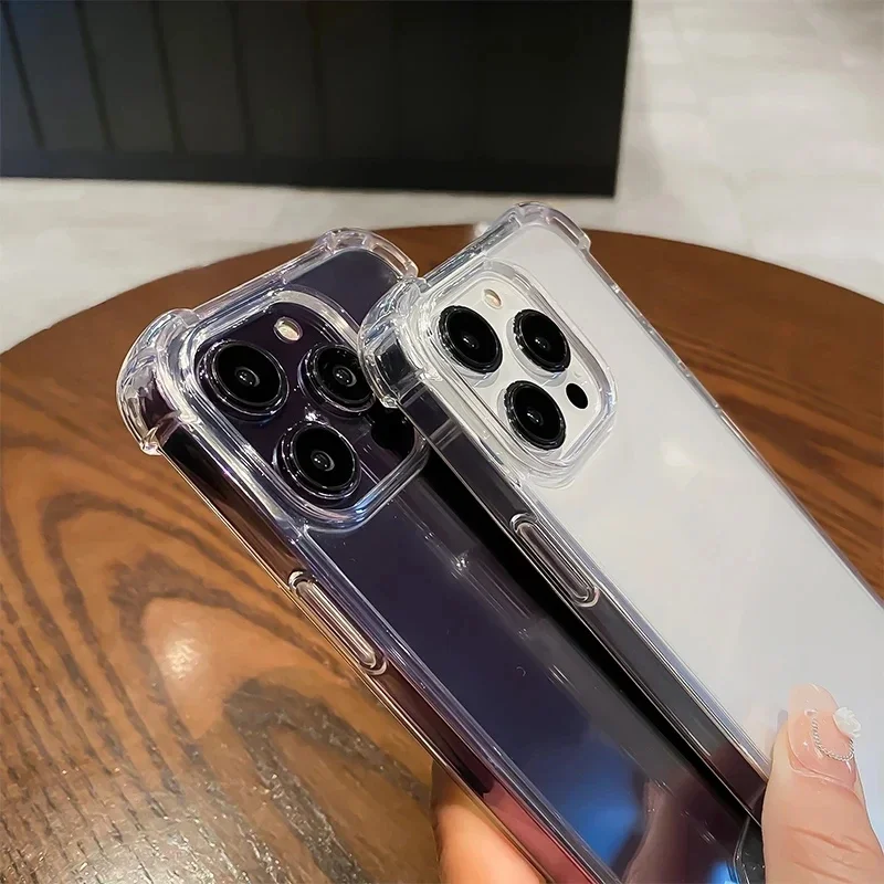 Luxury shockproof clear phone case for iPhone 15 14 13 12 11 pro Max mini XR Xs 7 8 plus silicone bumper transparent back cover