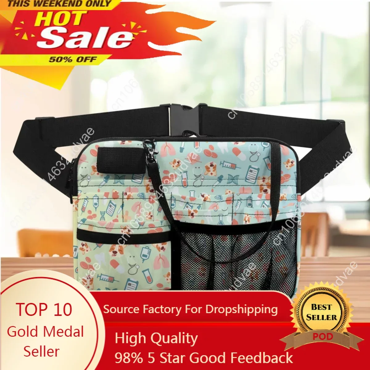 Portable Nurse Fanny Pack Multi Pocket Waist Organizer Belt Bags Cartoon Medical Icon Animal Print Small Nurse Pockets Gift 2023