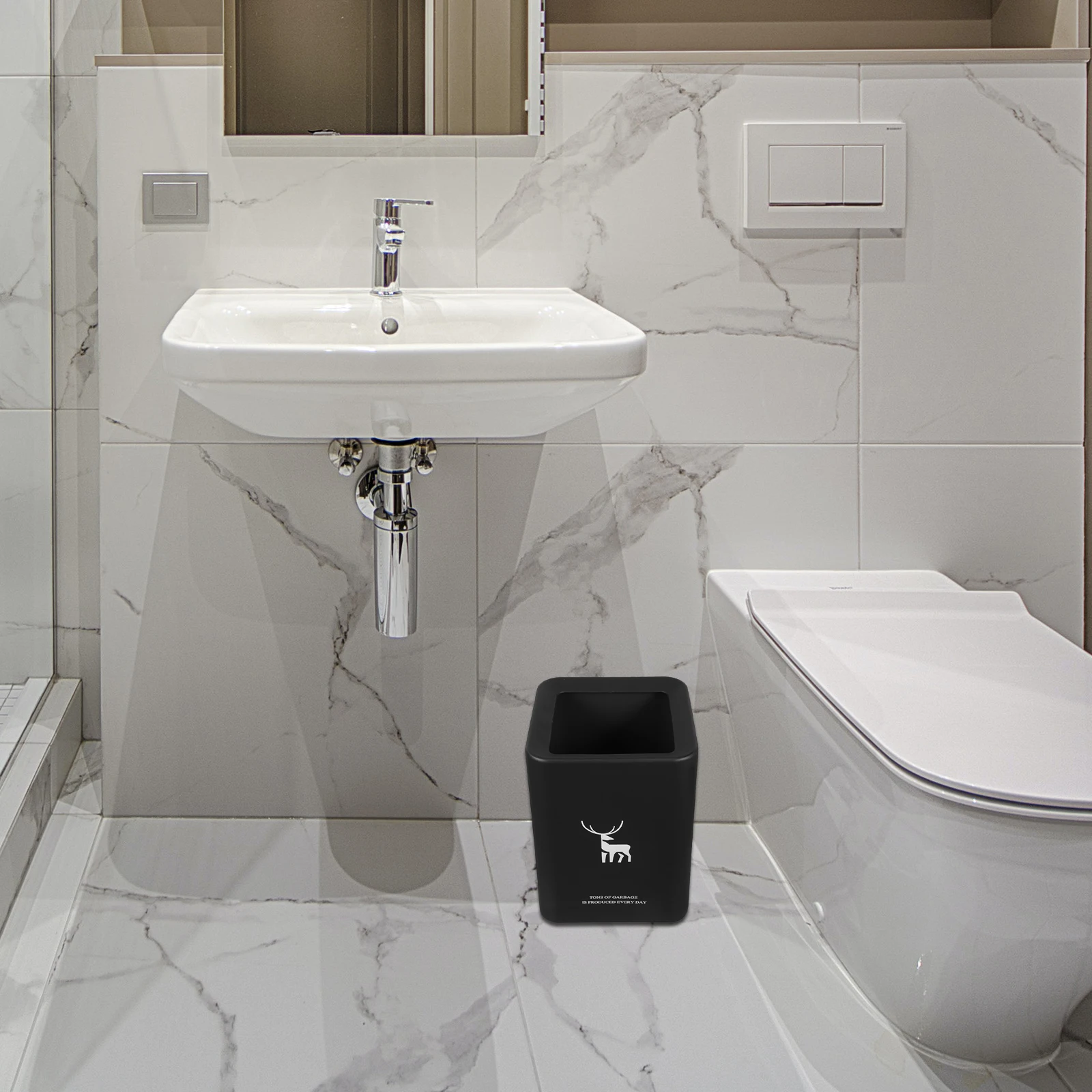 

1pc Slim 10L Trash Bin For Bathroom Kitchen Under Sink Plastic Waste Basket Household Garbage Can Space Saving Medium Size