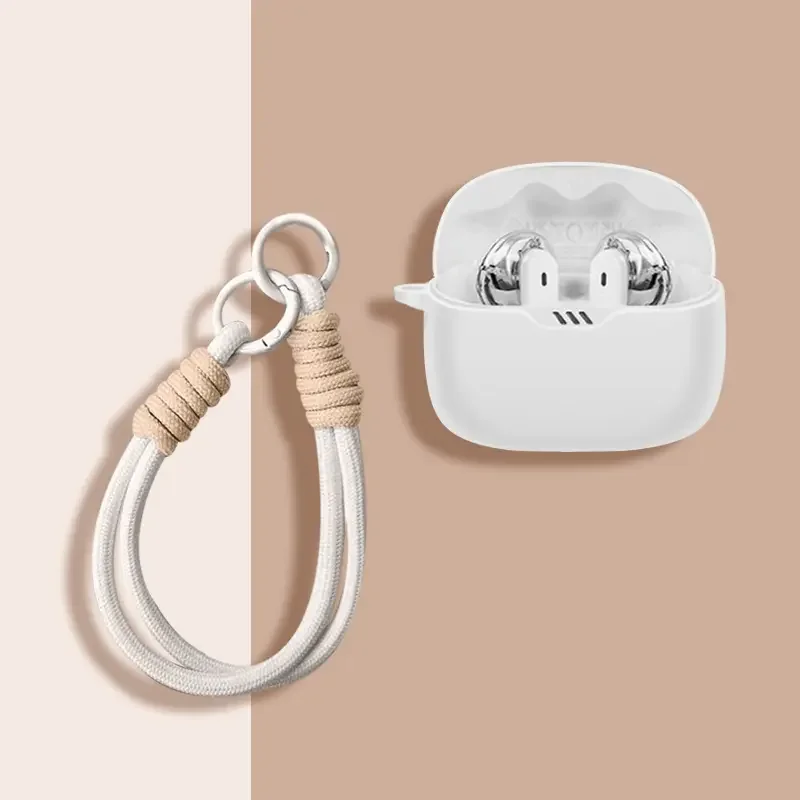Geeignet für JBL Tune Beam/Beam 2/Buds 2/Buds Silikon-Schutzhülle für Kabellose Bluetooth-Kopfhörer mit Seilclip