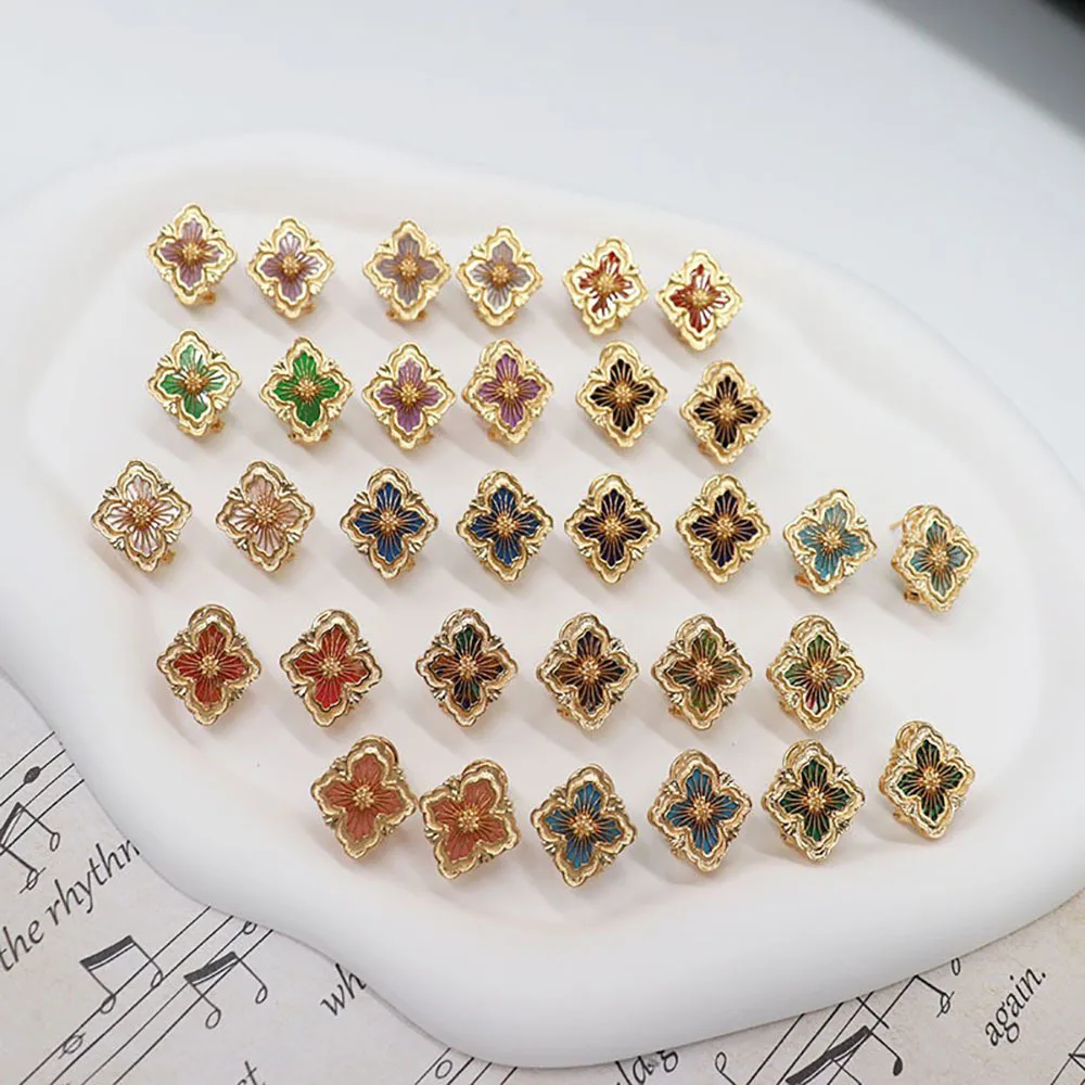 

2024 New Brushed Clover Earrings Copper Plated 18K Gold Fashion Lucky Jewellery Girls Birthday Gift Party Gift